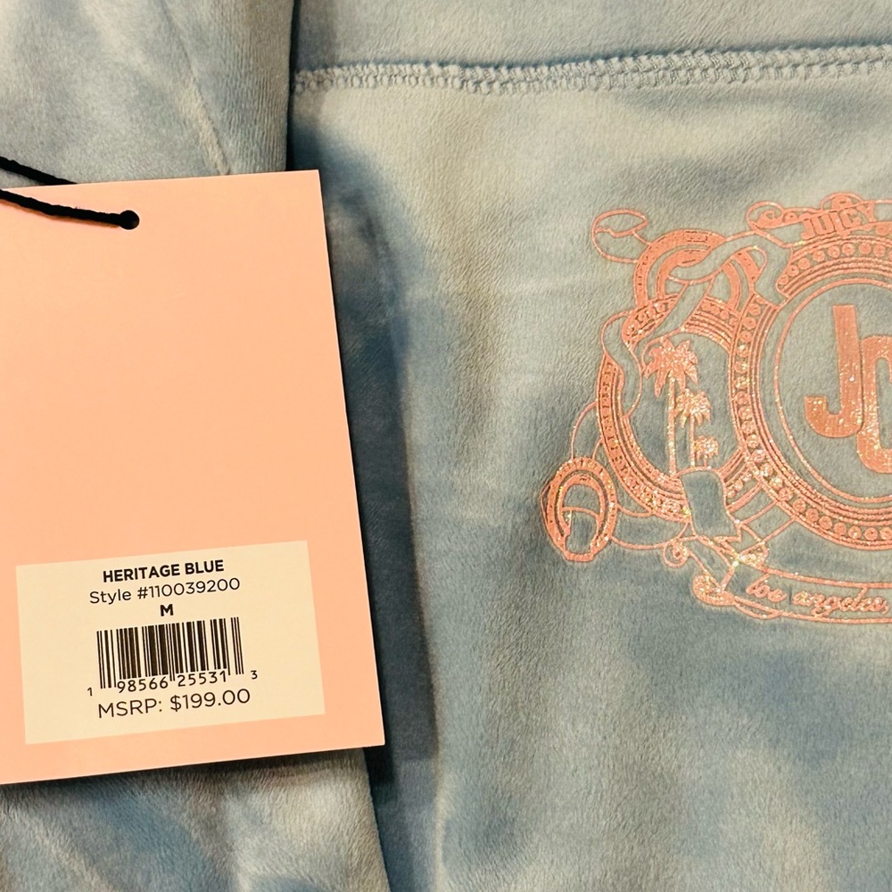 NWT Iconic Juicy Couture “Bling” Velour Tracksuit Pant and Matching Jacket - Picture 5 of 8